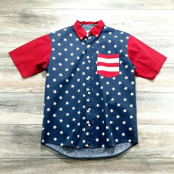 RedHead Other - Red Head Short Sleeve Shirt Mens Medium Casual Sport Flag Patriotic Party Picnic